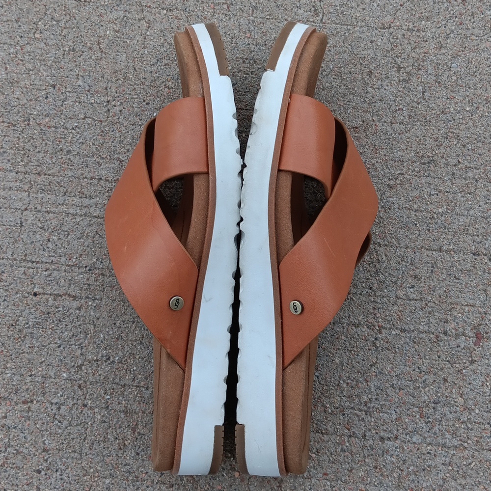 UGG Kari Slide Sandals Criss Cross Leather Strap Womens 6 - Picture 3 of 7